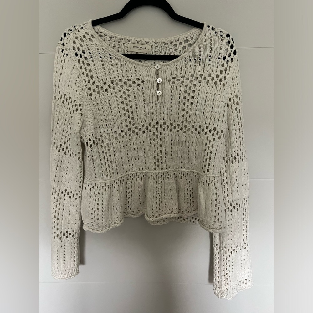 lucky brand crochet long sleeve flowy